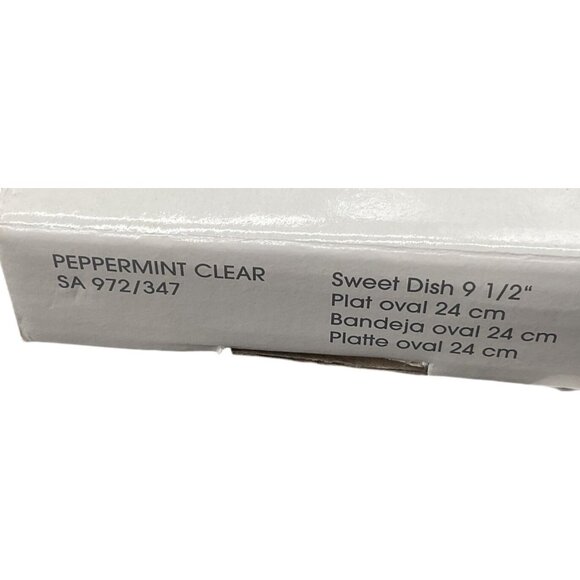 New Mikasa Peppermint Clear Sweet Dish 9 1/2" Oval Glass Serving Bowl Germany - Picture 4 of 4